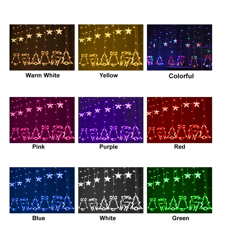 Деревянный светильник 3 м 12LED для праздничной вечеринки, декоративный светильник на окно для рождественской вечеринки, светильник-Гирлянда для занавесок, светильник со звездами/колокольчиком/оленем/деревом, уличный светильник
