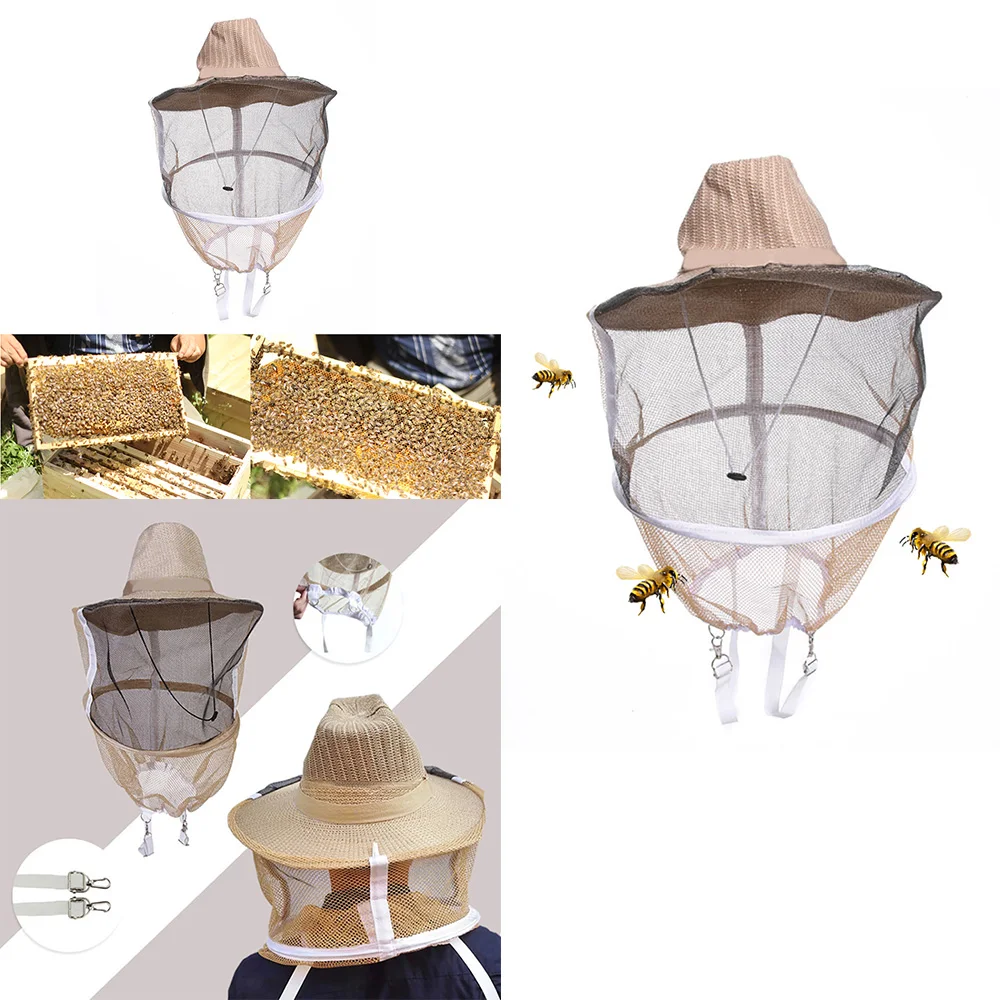 Шляпа пчеловода ковбойская шляпа москитная пчела насекомое сетка вуаль Защита лица Пчеловодство кемпинг маска Защита лица шапки