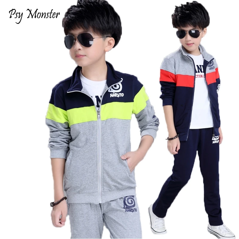 في الهواء الطلق تشغيل الرياضية ملابس المدرسة الفتيان في سن المراهقة الملابس مجموعة سترة + السراويل 2 قطع الأطفال رياضية الاطفال بدلة عدو H311