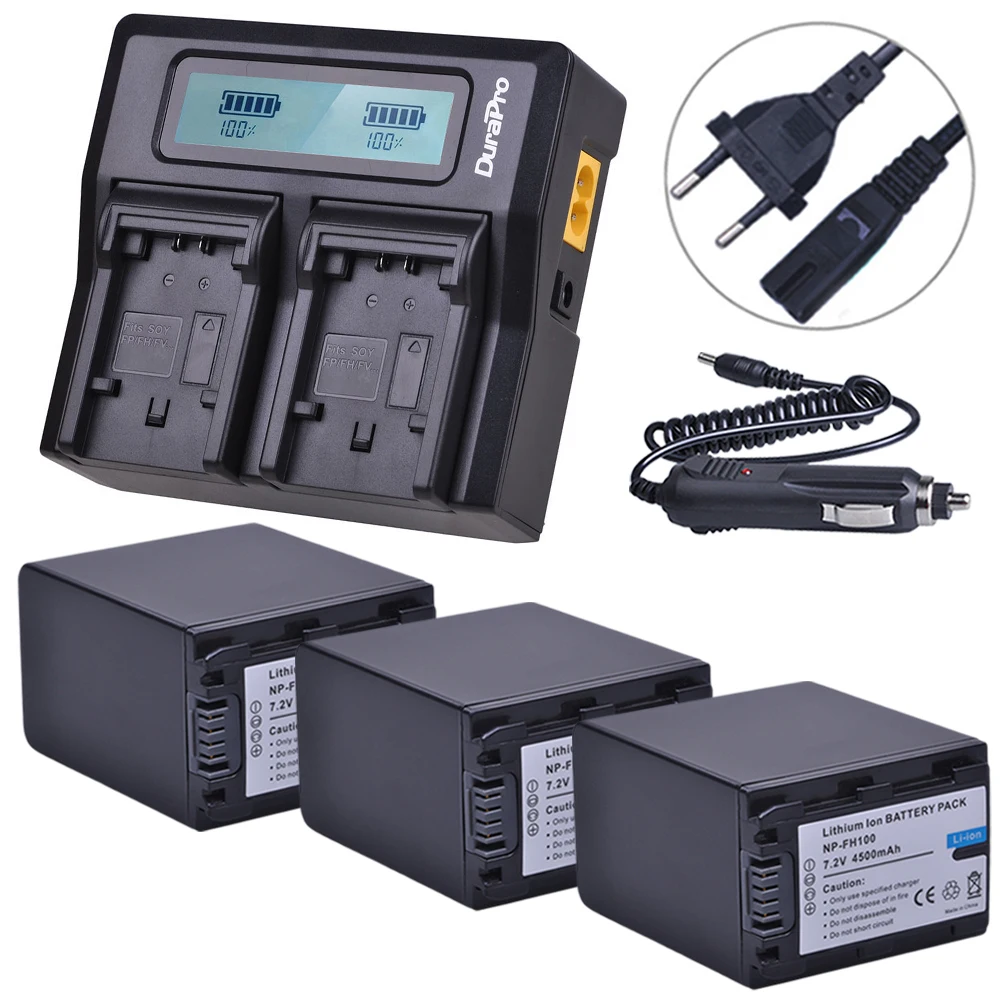 

3X NP-FH100 NP FH100 NPFH100 Battery + LCD FASTDual Charger for Sony DCR-SX40 SX40R SX41 HDR-CX105 FH90 FH70 FH60 FH40 FH30 FP50