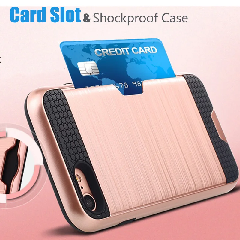 

Hybrid Shockproof Wallet Case for iPhone 6s 7 8 Plus 7Plus 8Plus PC+ TPU Slide Credit Card Slot Money holder Cover for iPhone 7