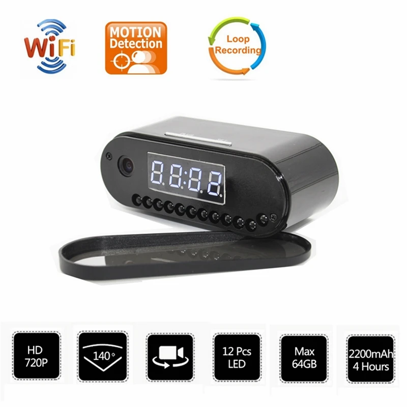 

New Mini Camera Table Clock Camera Alarm Setting HD 1080P Mini DV DVR IR Night Vision Wifi IP Clock Camera Camcorder Wifi Cam
