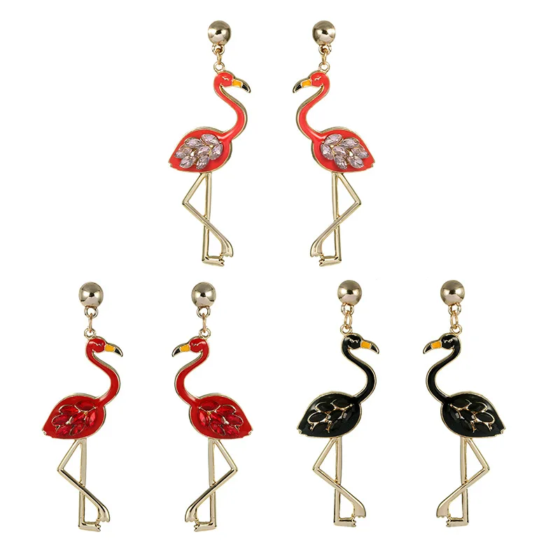 

Ubuhle New Arrival 4 Colors Cute Earrings Big Flamingo Drop Earrings for Women Sky Bird Flamingo Long Earrings Party Jewelry