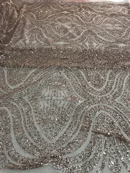 

french net embroidered lace fabric z-han11810 with glued glitter good selling for party dress