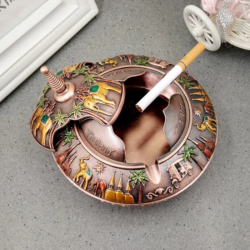 Tropical Elephant Retro European Style Ashtray Fashion Metal Craft