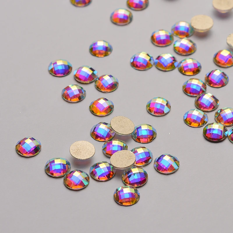 

30pcs Round Shape 8mm Crystal AB Flat Back Fancy Nail Art Crystal Rhinestones For Wedding Personality Design Beads
