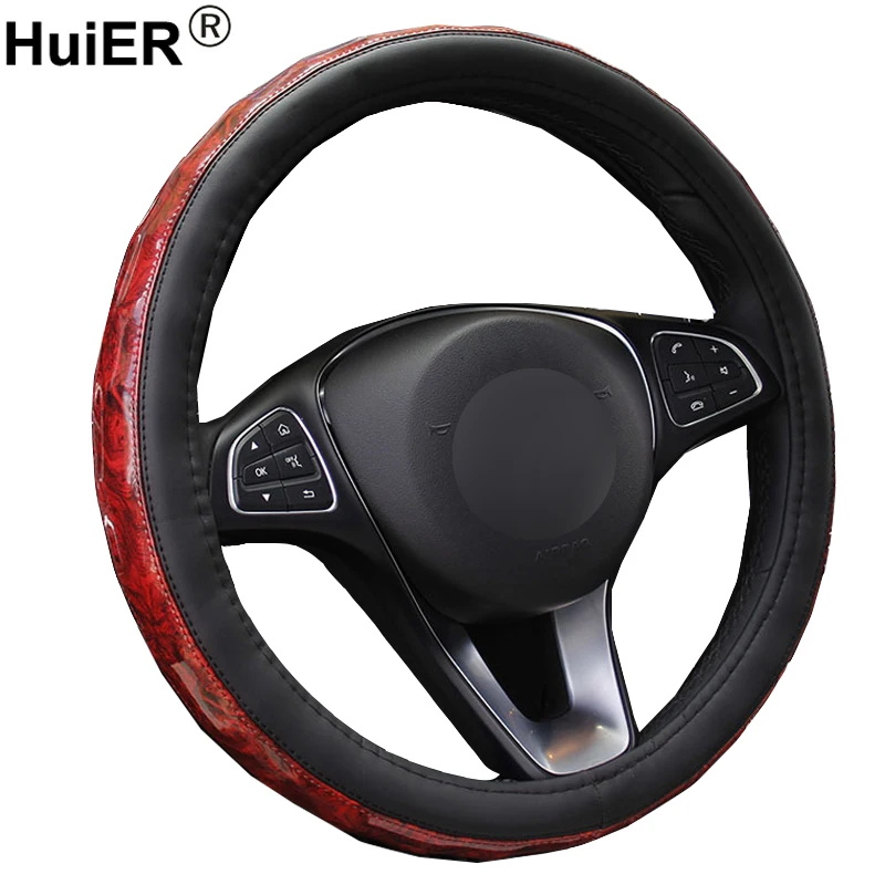 

Wooden Pattern Universal Car Steering Wheel Cover 4 Colors For 37 - 38CM Braid on the Steering-wheel Non-slip Car Accessories
