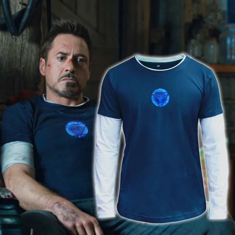 

Men marvel emitting luminous exclusive design 100% cotton long sleeve t-shirt men Iron man tshirt homme sport t shirts S-3XL
