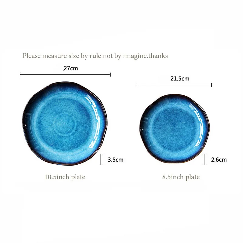 ANTOWALL Fambed Glaze Deep Blue Ceramic Tableware Dish Plate Western Steak Plate Restaurant Home Special Dish