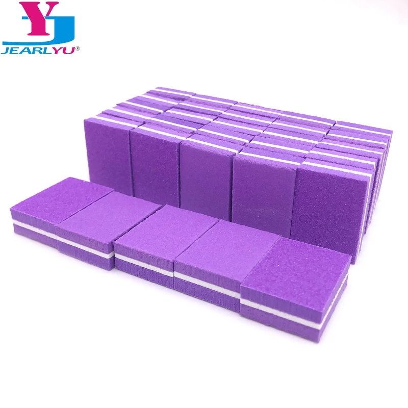 

50 Pcs/lot Purple Sponge Nail File Buffer Block Double Side Strong Lima A Ongle Professional Nail Files Manicure Accessory Tools