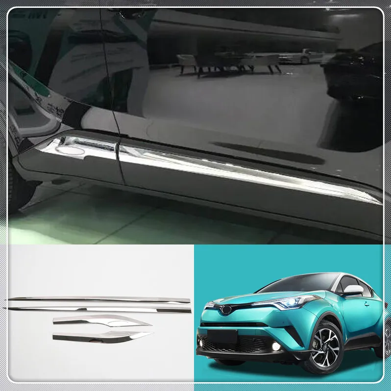 Car Styling 4pcs Stainless Steel Side Door Car Body Moulding Strips