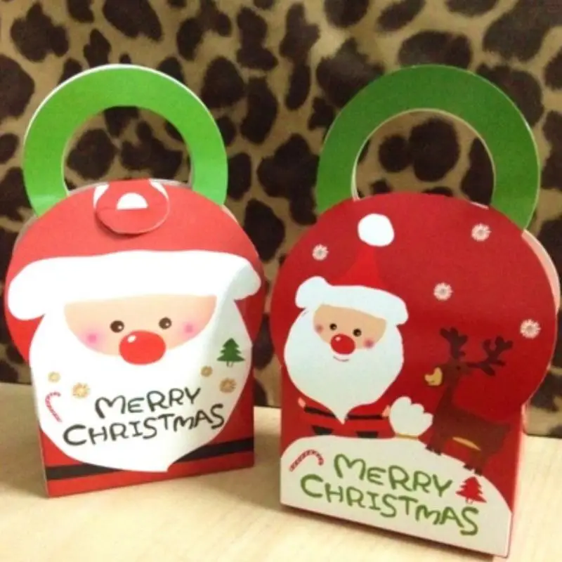 

10pcs/set Creative hot sale home bar Santa Claus cookie chocolate candy biscuit paper box party favor Christmas decor gift box