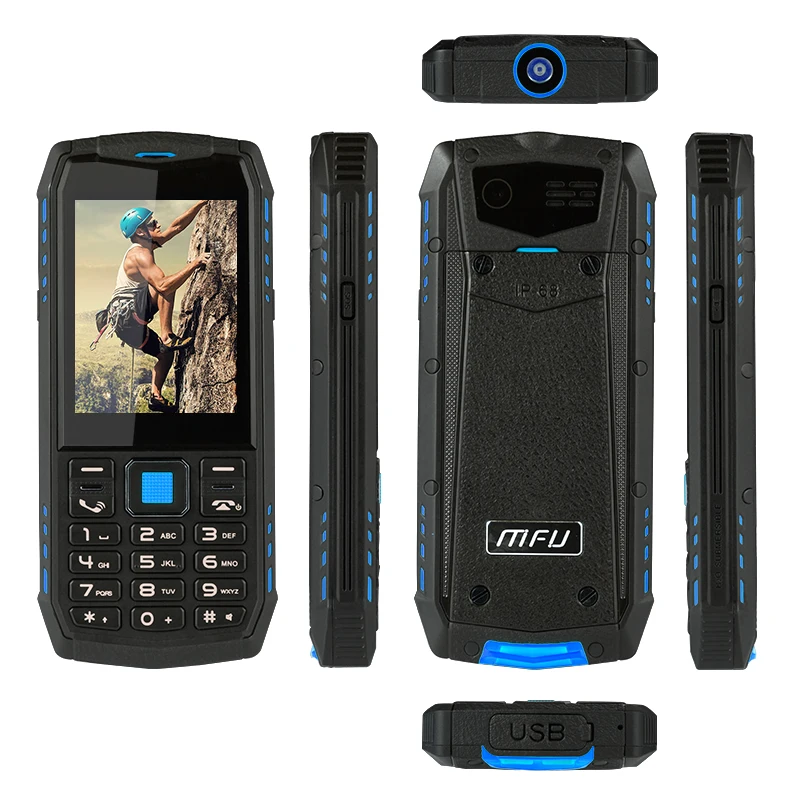 MFU 3g WCDMA прочный телефон с функцией телефона 2," большой дисплей IP68 водонепроницаемый GPRS двойная камера SOS Вызов скорость набора для наружного использования