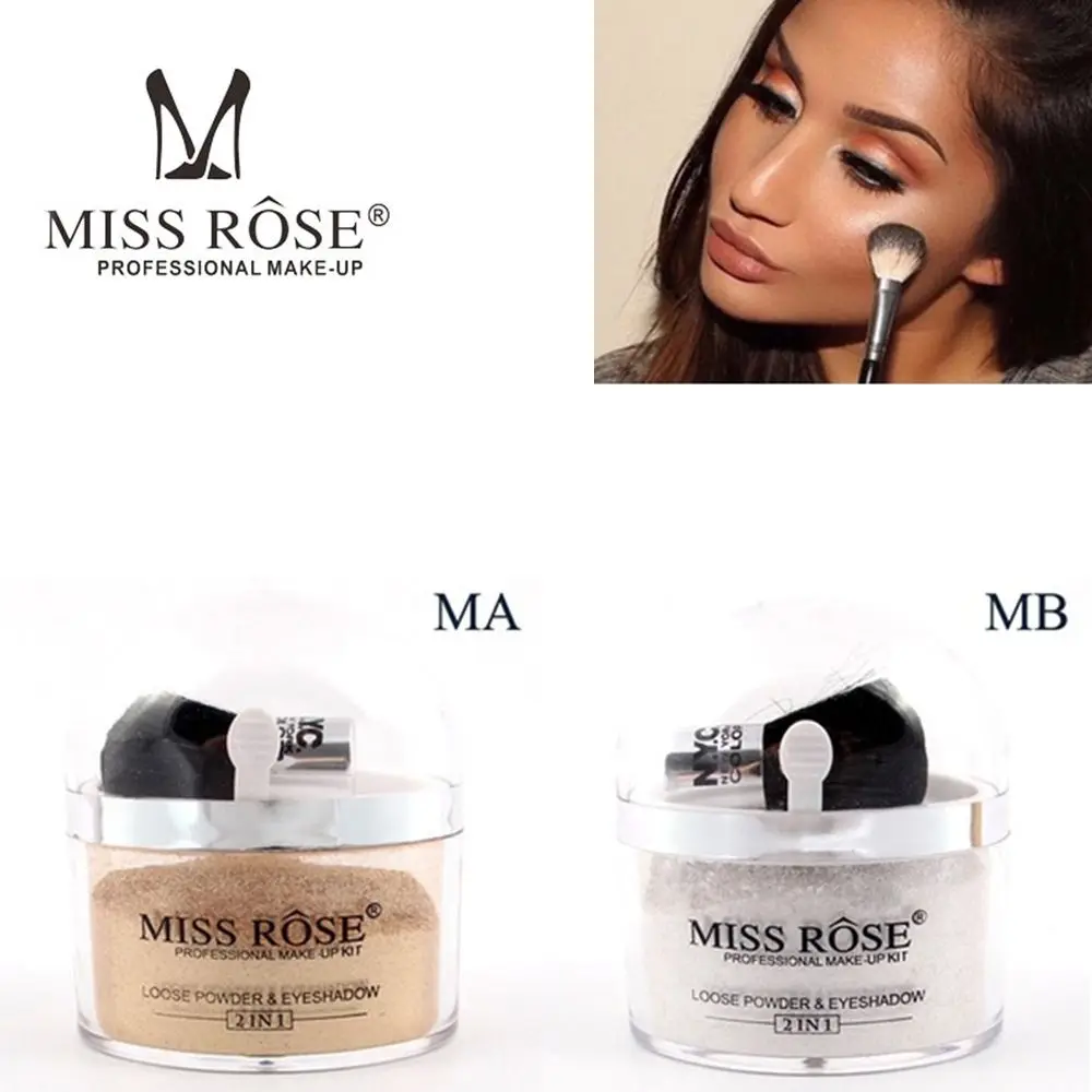 MISS ROSE Highlighter 2 In 1 Single Color Translucent Face Makeup Gold/Silver Waterproof Loose Powder Glitter Cosmetic