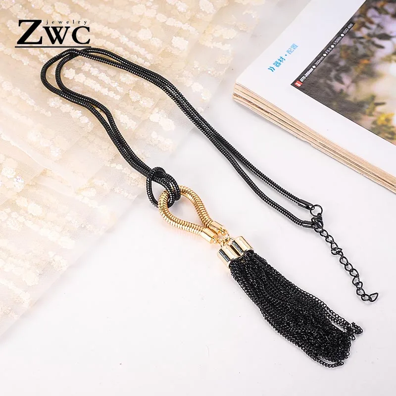 

ZWC 2019 New Arrival Female Pendant Necklace For Woman Tassel Long Winter Summer Metal Chain Necklace Necklace Wholesale Sales