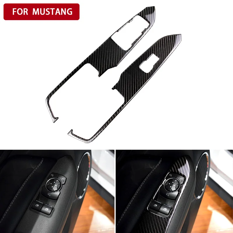

Carbon Fiber Car Window Control Switch panel Decor Frame Cover for Ford Mustang 2015 2016 2017 Car Styling Sticker