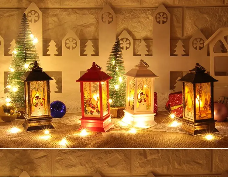Christmas Elk Snowman Santa Claus Mini LED Night Light Hanging Candle Lantern Table Lamp  20