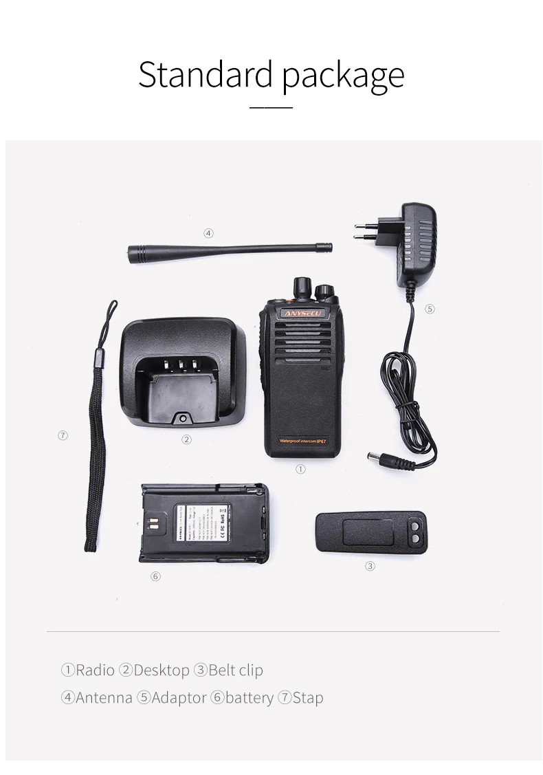 Anysecu Walkie Talkie WP-67 IP67 водонепроницаемое радио UHF 400-470MHz двухстороннее радио с батареей 2800mAh Ham Radio