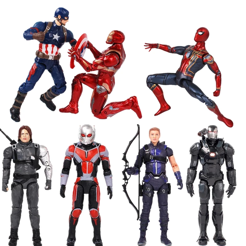 

New Marvel Avengers 3 Iron Man Black Panther Hawkeye Captain America Black Widow PVC Action Figure Collectible Model Toys
