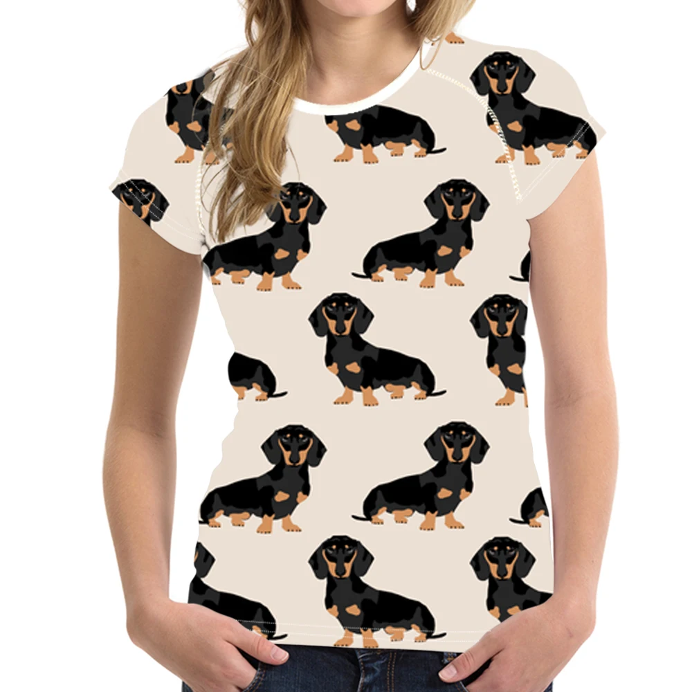 Бесшумная женская футболка Забавный принт Doxie Dog такса Женская Повседневная Harajuku