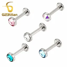 G23titan губная серьга с внутренней резьбой шпильки 3/4/5 мм циркон губ кольца пирсинг для хрящевой части уха Козелка Сексуальная Для мужчин Для женщин ювелирные изделия для тела