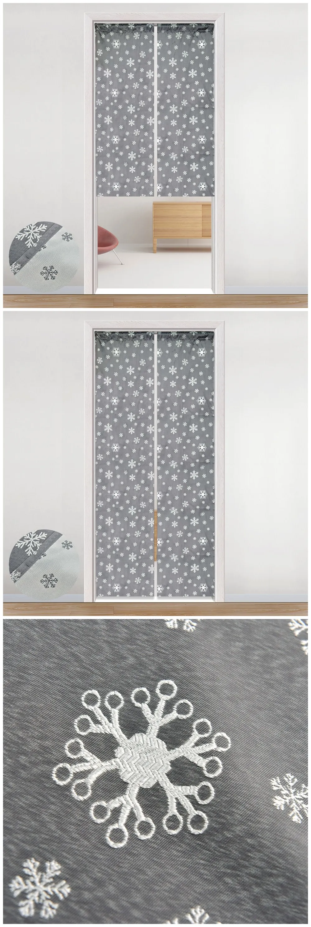 MLS-Smt607 NAPEARL Short Drops Snow Jacquard Door Curtains Floral Rustics Decor For Bedroom Gates Thread Fabric Pastoral Modern Rod Pocket (1)