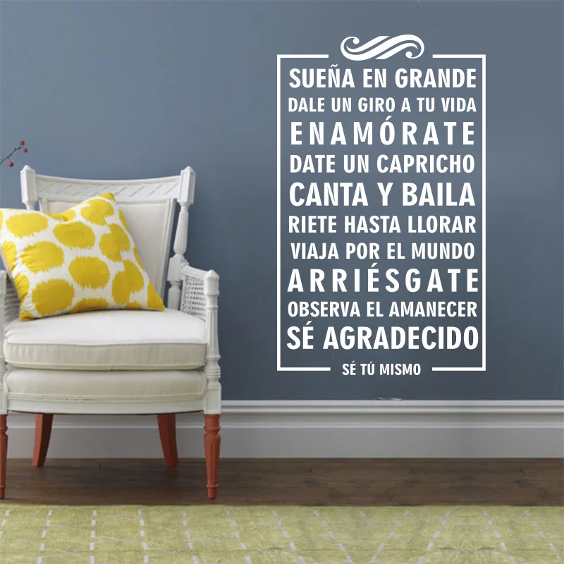 Наклейки цитаты на испанском виниловые фотообои будь собой настенные наклейки искусство обои для Гостиная домашнего декора дома DecorationDW0993