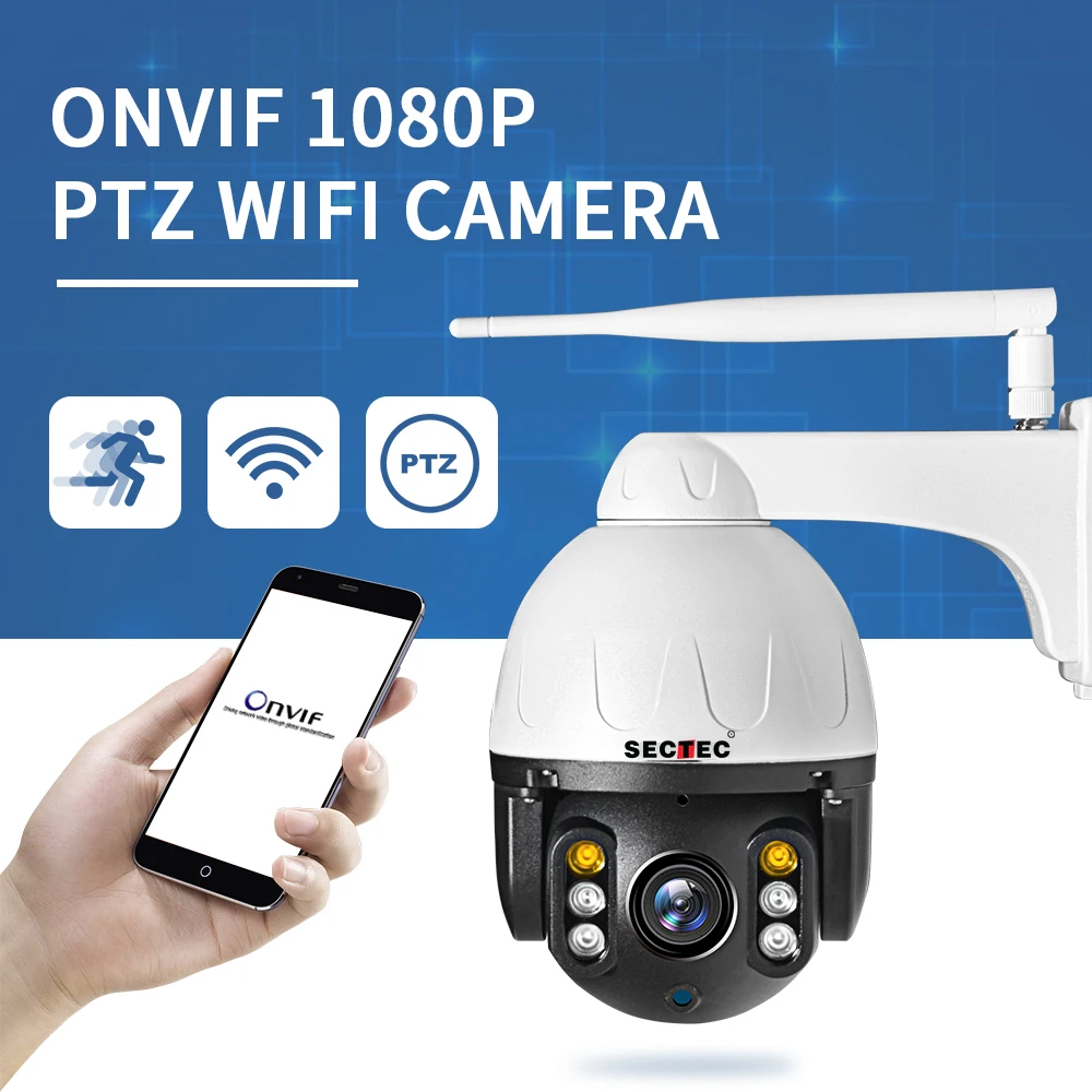 SECTEC 1080P PTZ IP камера с автоматическим отслеживанием наружная Onvif водонепроницаемая Мини скоростная купольная камера 2MP IR 30M P2P CCTV камера безопасности