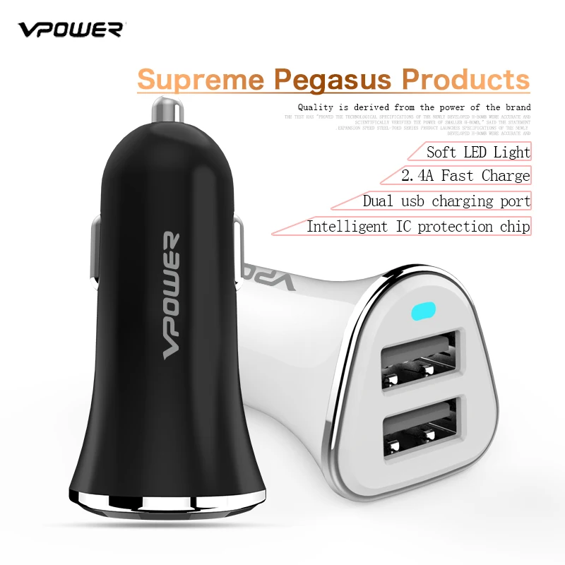 Vpower المزدوجة usb شاحن سيارة شاحن usb الناتج 2.4a سريع شحن الهاتف الخليوي شاحن سيارة-السفر محول السيجار ولاعة dc 12-24 فولت