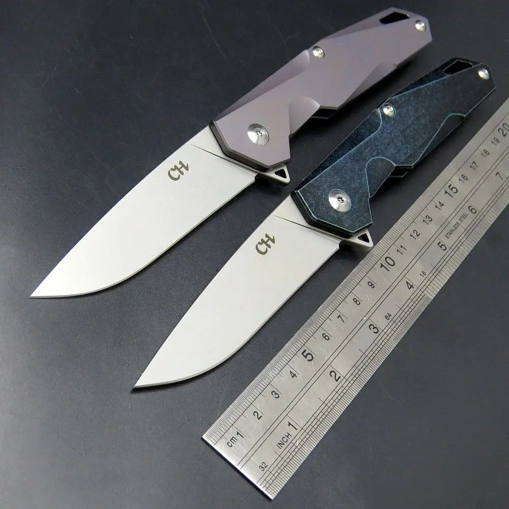

CH CH1407 Bearing AUS-8 Blade folding knife Tactical Hunting Knife TC4 Titanium Alloy Handle Camping Survival engraving knifes