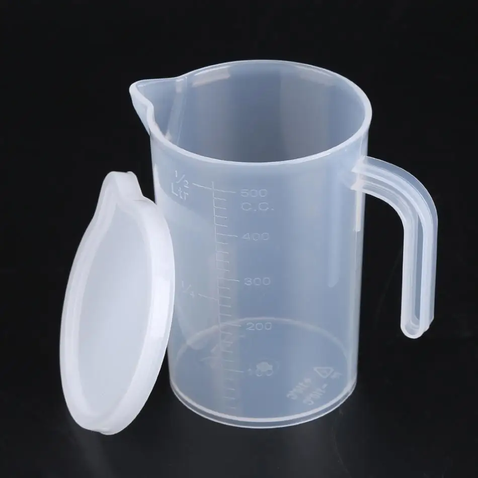 500/1000ML Plastic Measuring Cup White Lid Jug Pouring Spout Surface