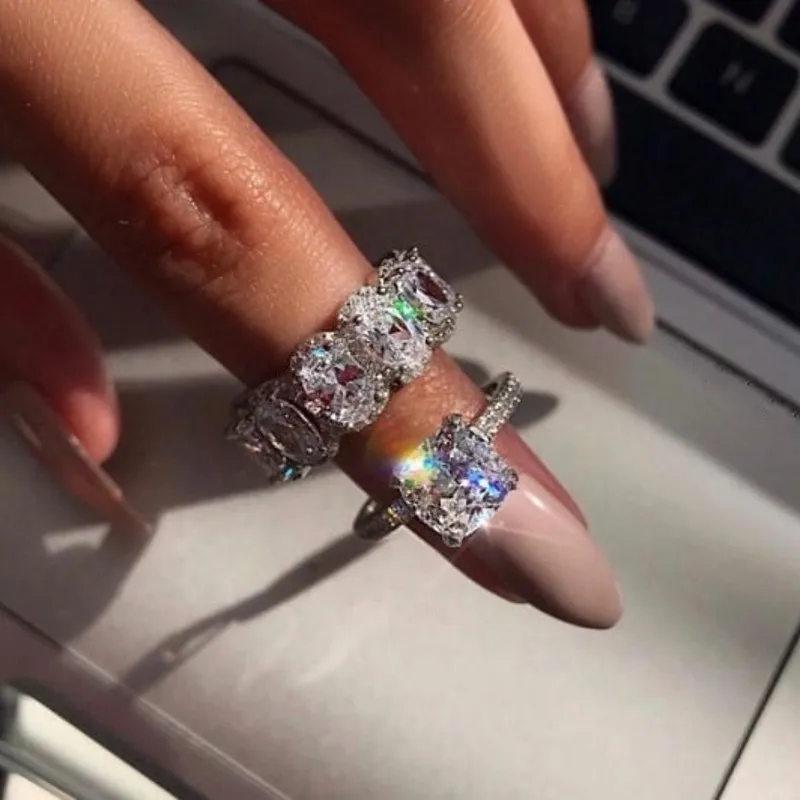

choucong Statement Lustre Female Ring 925 sterling Silver AAAAA cz Stone Engagement Wedding Band Rings For Women Bridal Jewelry