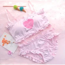 Милый и сексуальный Shimapan Kawaii женский прозрачный милый комплект из 2 предметов: бюстгальтер и трусики, комплект лифчиков в стиле Лолиты белого и розового цвета