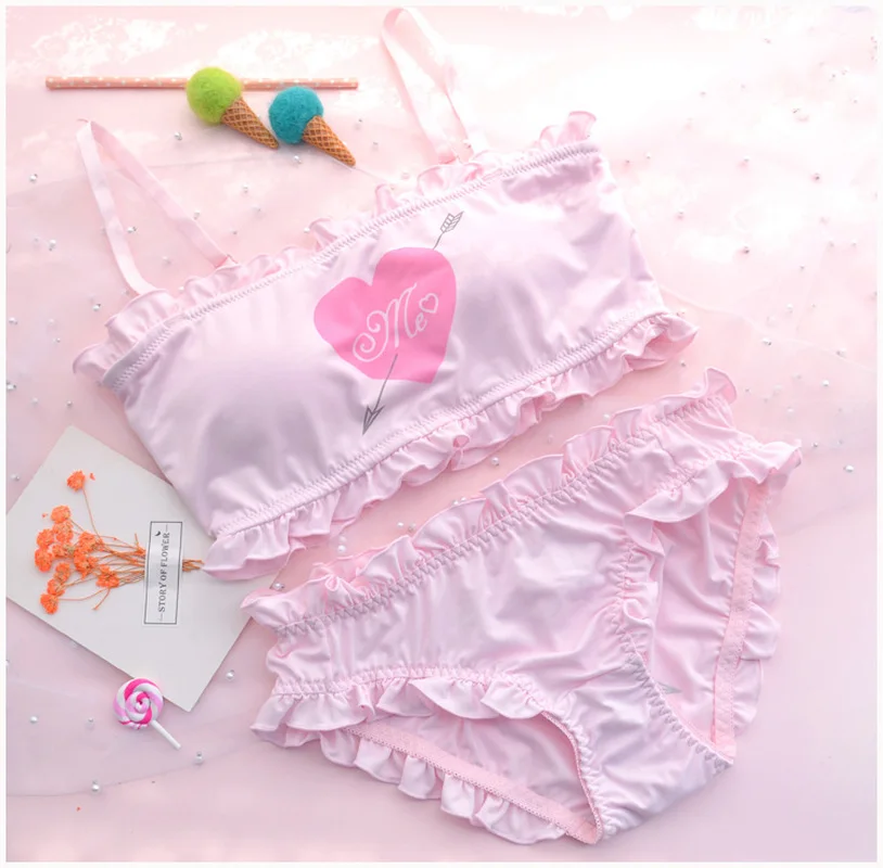  Cute & Sexy Shimapan Kawaii Women's Transparent Sweet Cupid cover 2pcs Bra & Panties Set Lolita Cam