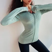 Женский бесшовный топ для йоги с длинными рукавами, спортивный трикотаж Mujer, спортивные топы, женская спортивная тренировочная куртка на молнии, спортивный топ для бега