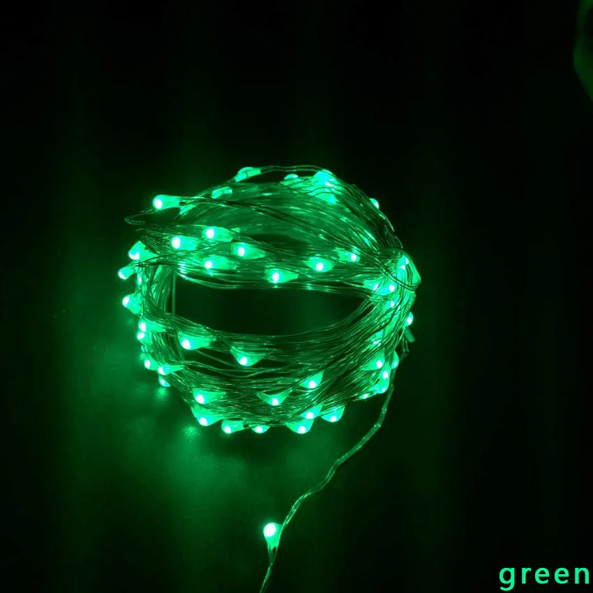 12 В постоянного тока, светодиодный гирлянда из серебряной проволоки, сказочный светильник, гирлянда для внутреннего и наружного освещения, рождественское свадебное украшение, 5 м/10 м/20 м/30 м/50 м с адаптером - Испускаемый цвет: Green
