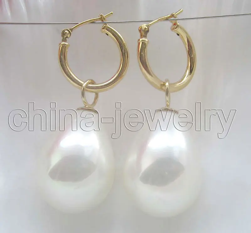 

Free Shipping >>>>Beautiful 12-16mm white drip sea shell pearl earring - 14k gold filled