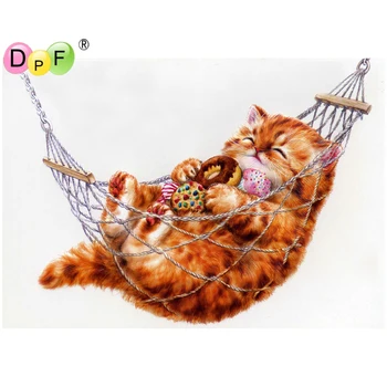 

DPF 5D Round full Diamond painting Cross Stitch diamond Mosaic Hammock fat cat Diamond Embroidery Needlework home decor crafts