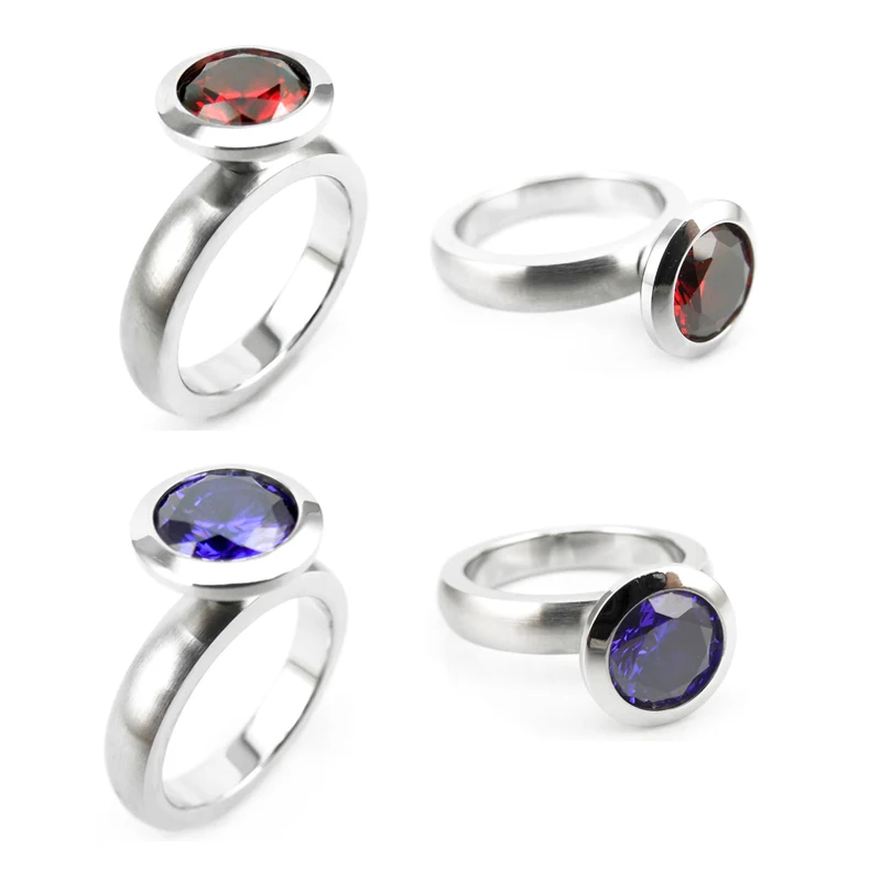 DIY 12 Colors Round Birthstones Zircon Stones 316 Stainless Steel Rings Wedding for Women wedding rings finger rings womens ring jewelry rings ring jewelry round rings