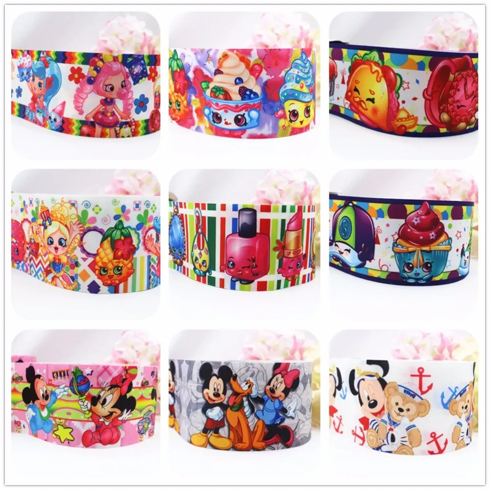 

YJHSMY 165731F1,3 "(75 mm) cartoon printed ribbon grosgrain ribbon 5 yards grosgrain ribbon, handmade DIY materials