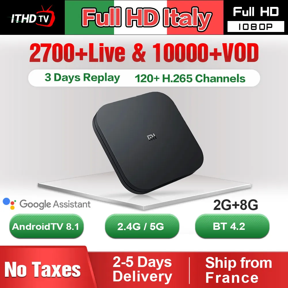 

Original Global Xiaomi Mi TV Box S Italy IPTV Box Android TV 8.1 2GB 8GB IPTV Italia Arabic Portugal Spain Africa Belgium IP TV