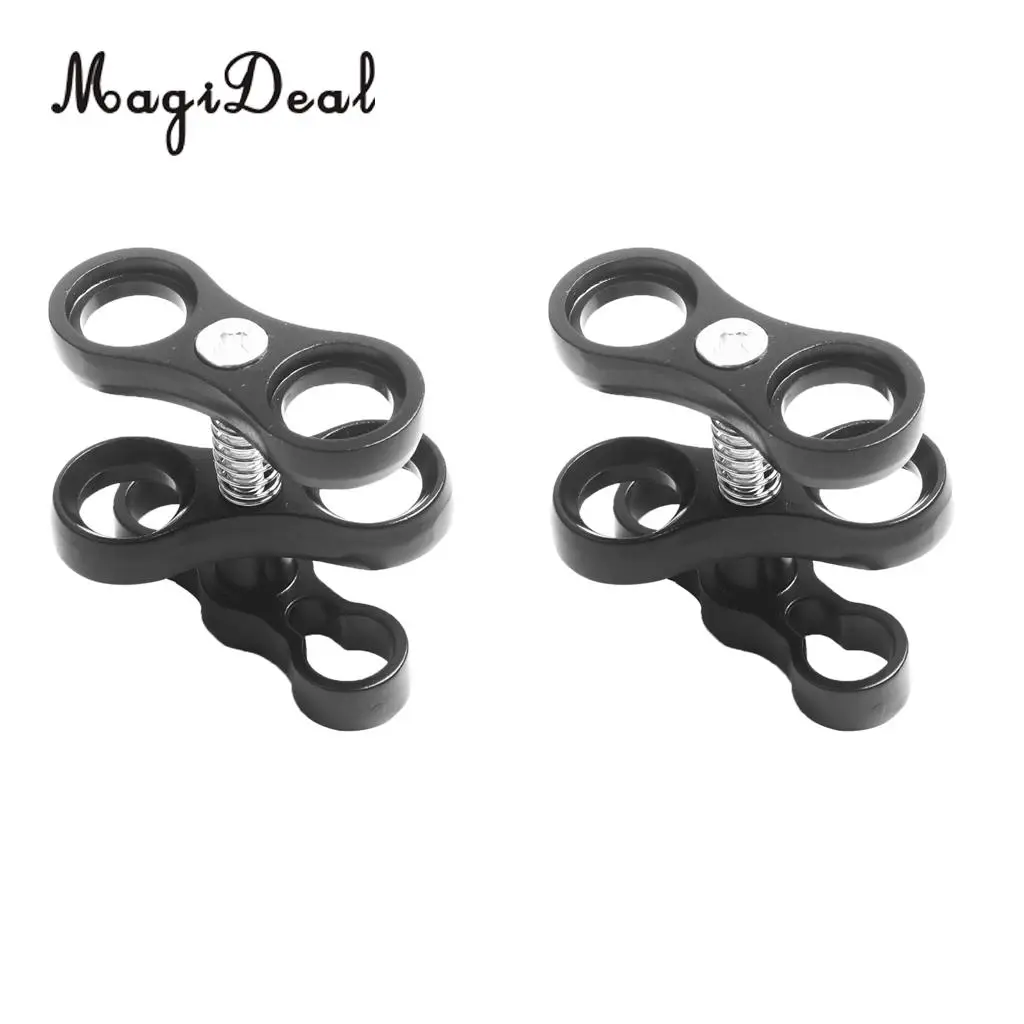 2Pcs Scuba Diving Underwater Camera Torch Ball Joint Butterfly Clip Arm Clamp Mount for Connecting Strobe/Video Light to Housing