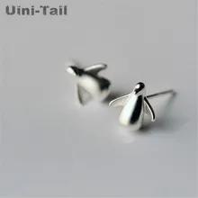 Uini-Tail Горячая новинка 925 Стерлинговое Серебро милые маленькие серьги с пингвинами корейская мода поток гипоаллергенные ювелирные изделия высокого качества