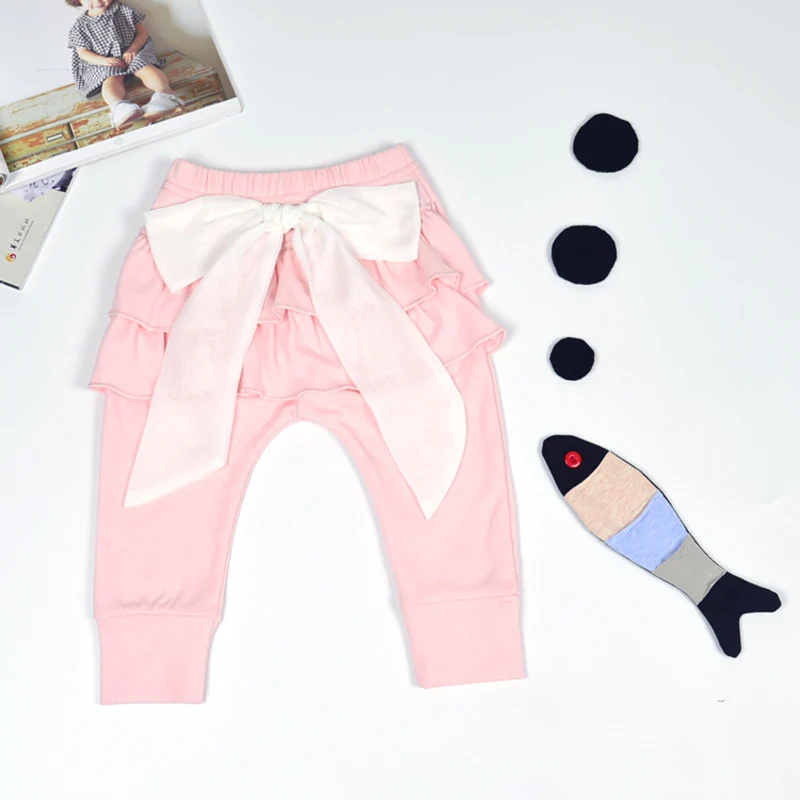Штаны для маленьких девочек, штаны для новорожденных, белые шифоновые леггинсы с большим бантом для малышей 0-2 лет, весенне-осенние брюки, детская одежда серого и розового цвета