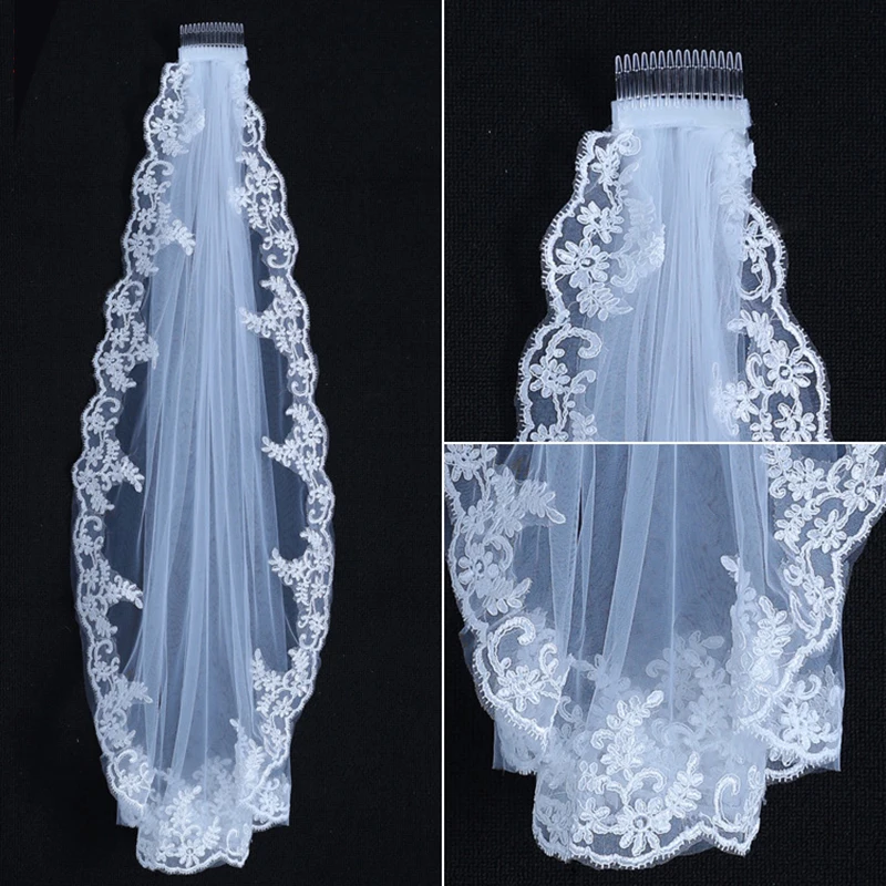 

Voile Mariage 300CM 90CM 150CM Lace Edge White Ivory Cathedral Wedding Veils Long Bridal Veils With Comb Hot Wedding Accessories