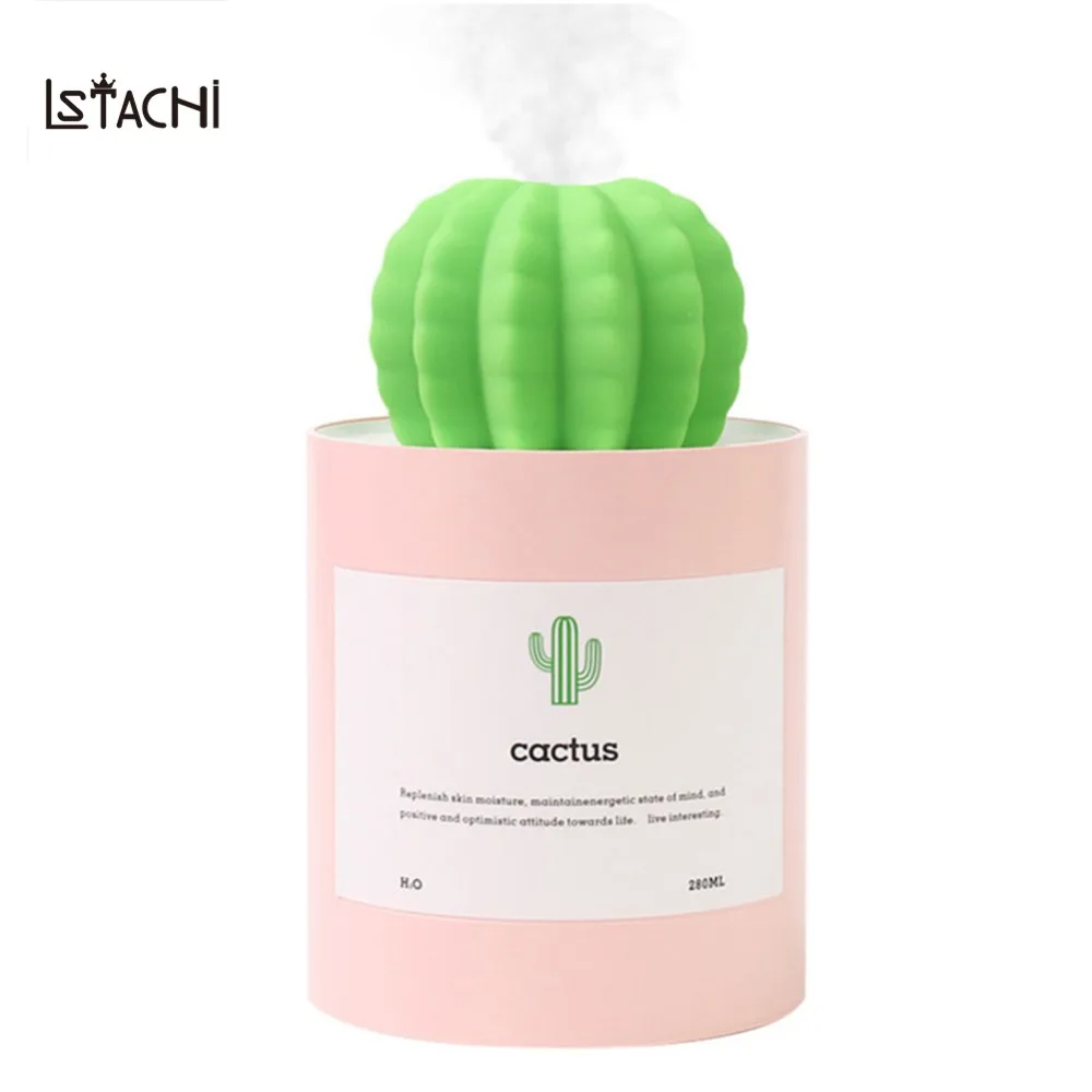 

LSTACHi Household Appliances Cactus Air Humidifier Ultrasonic Humidifiers 280ML Mist Maker Aromatherapy Diffuser Aroma Home