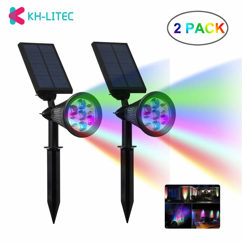 Movido a Energia Luz de Parede para o Jardim Khlitec Pack Solar Levou Cores Mudando - Fixo Segurança Spotlight Paisagem Luz 7 2 4 Solar Spotlight Paisagem luz Solar Luz de Parede para o Jardim