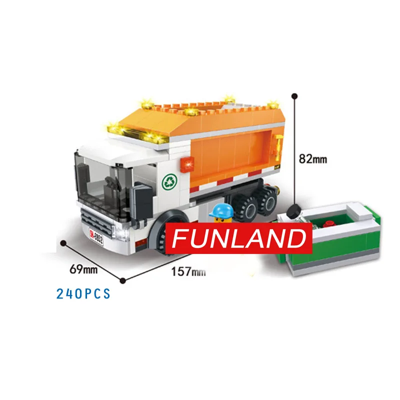 

Funny City server car Cleaning Garbage truck building block Cleaner figures bricks educational diy toys for children gifts