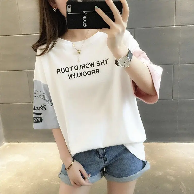 Корейские Топы Ulzzang футболка для женщин летний топ в стиле Харадзюку с надписью и