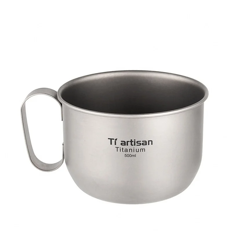 Ultralight Titanium Cup mug 500ml,Outdoor Picnic camping cooking tableware,Travel coffee tea water round cup,Portable Drinkware